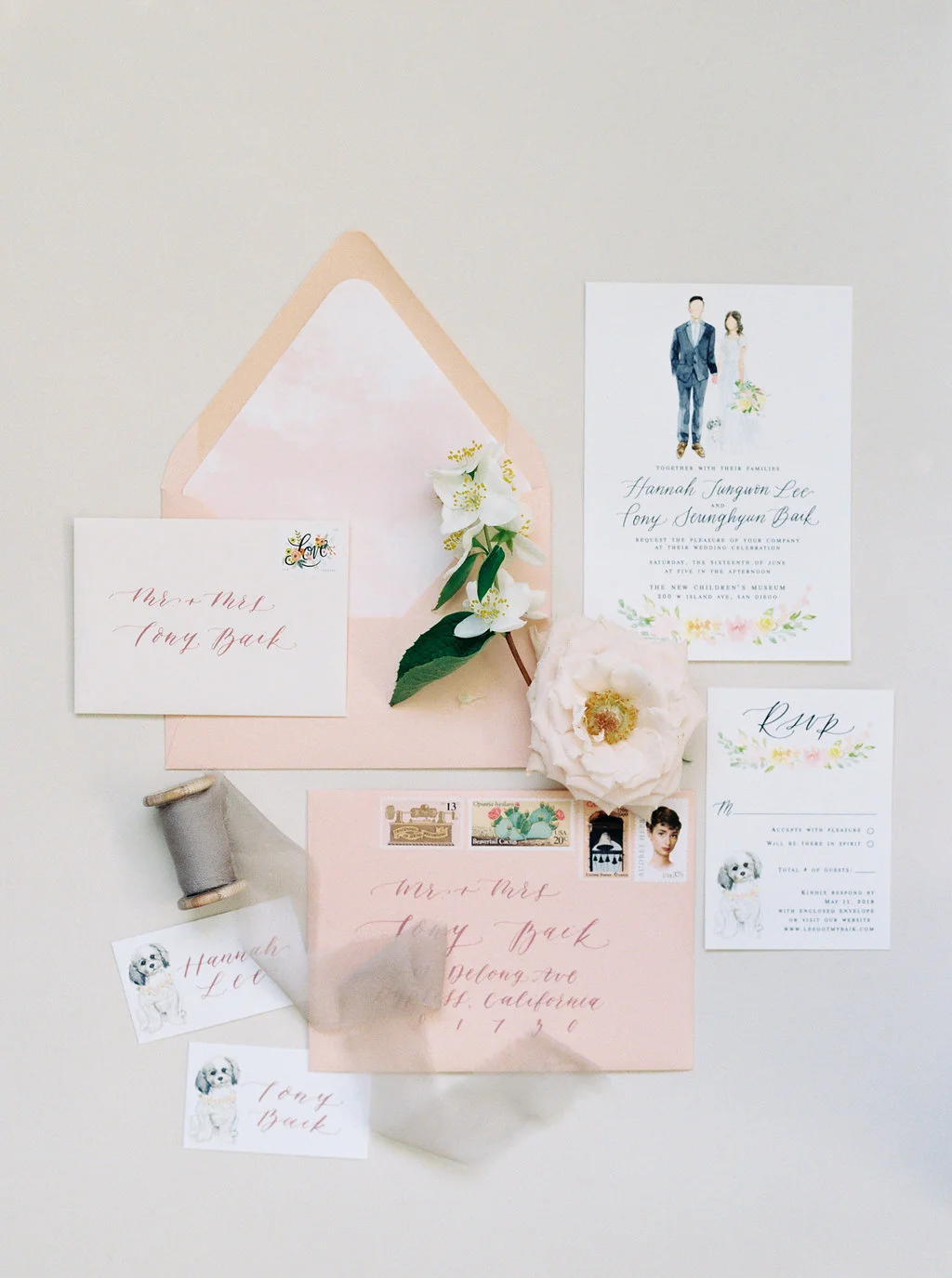 Custom wedding invitation suite | San Diego | Compass Floral | Wedding Florist in San Diego and Southern California | Meiwen Wang Photography