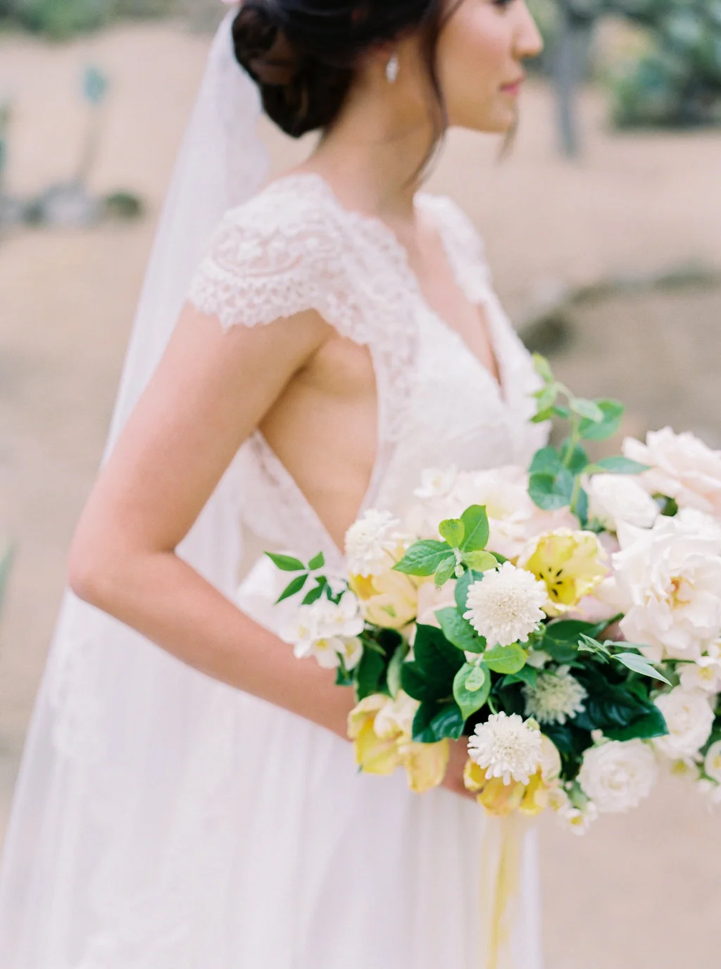 Yellow, blush and white bridal bouquet | Balboa Park | Compass Floral | Wedding Florist in San Diego and Southern California | Meiwen Wang Photography