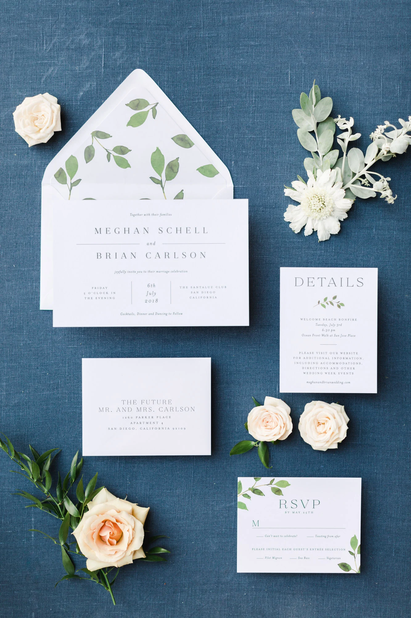 Wedding stationery detail photo | The Santaluz Club | Compass Floral | Wedding Florist in San Diego and Southern California | Cavin Elizabeth Photography