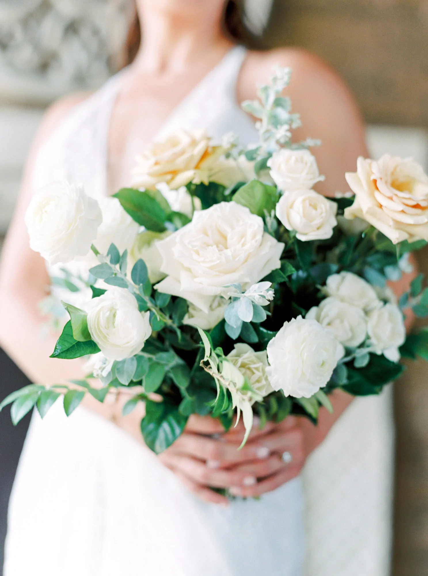 Rose and ranunculus bridal bouquet | The Santaluz Club | Compass Floral | Wedding Florist in San Diego and Southern California | Cavin Elizabeth Photography