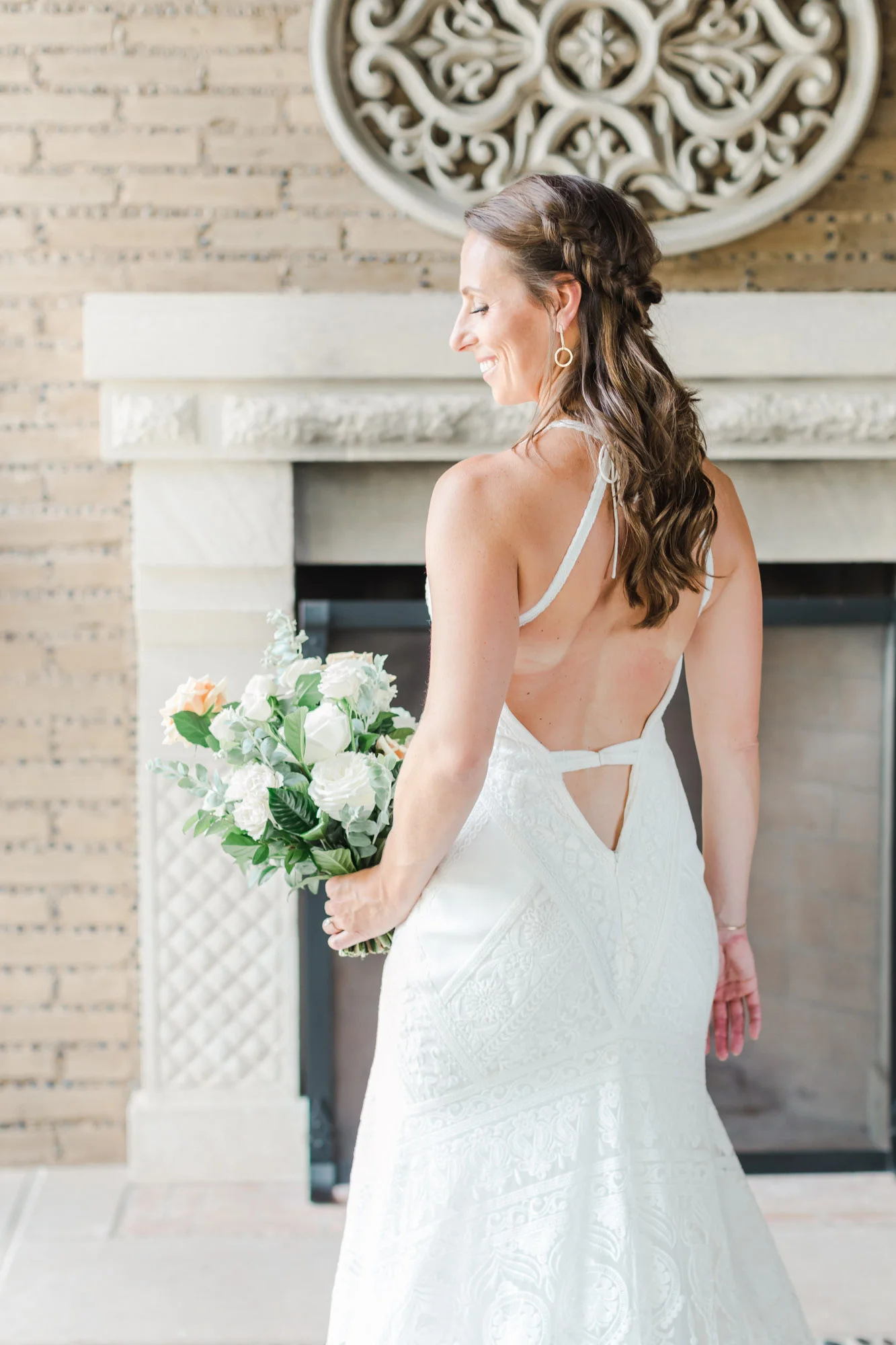 Low back wedding dress | The Santaluz Club | Compass Floral | Wedding Florist in San Diego and Southern California | Cavin Elizabeth Photography