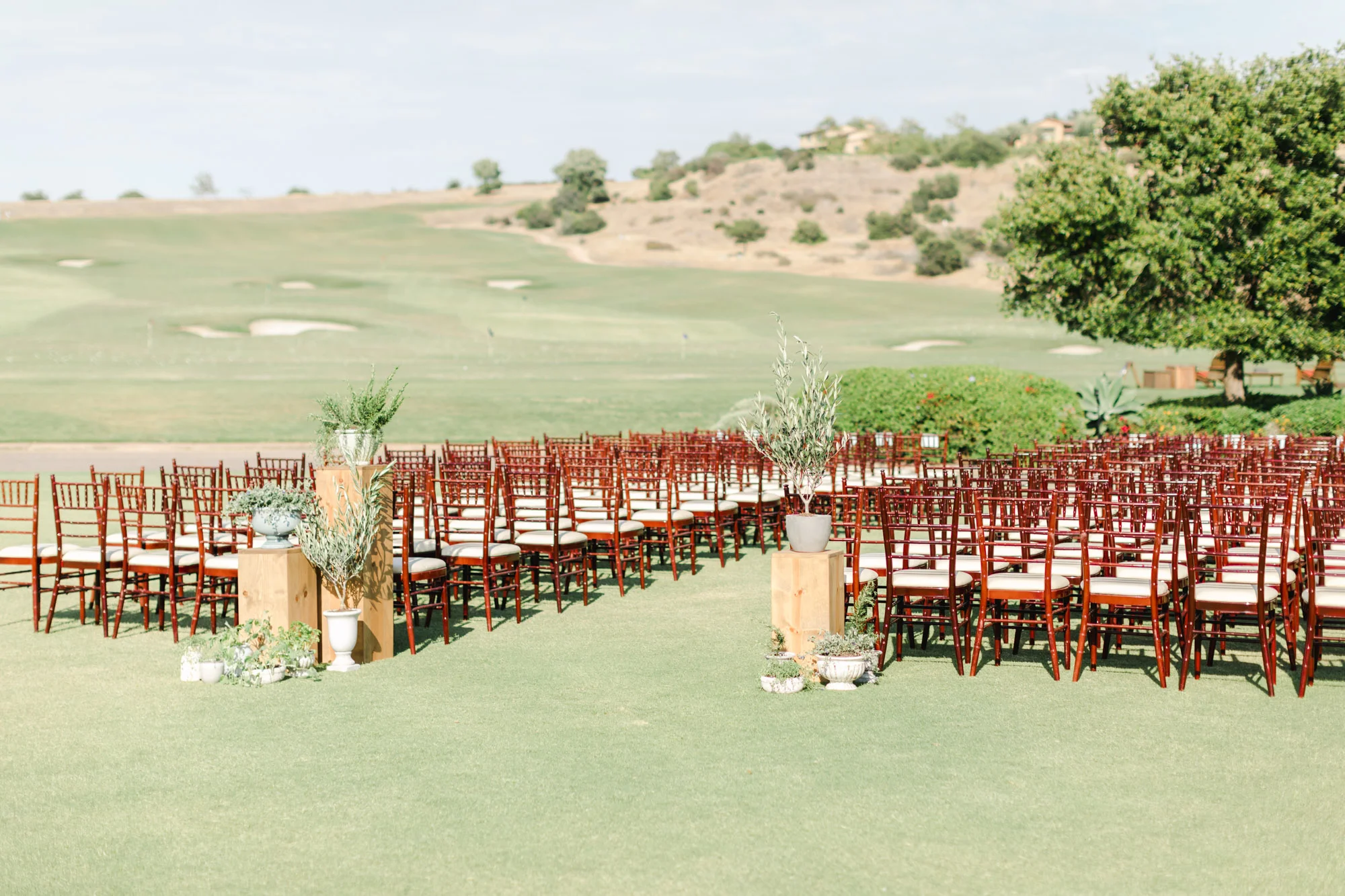 Plant and herb outdoor wedding ceremony decor | The Santaluz Club | Compass Floral | Wedding Florist in San Diego and Southern California | Cavin Elizabeth Photography