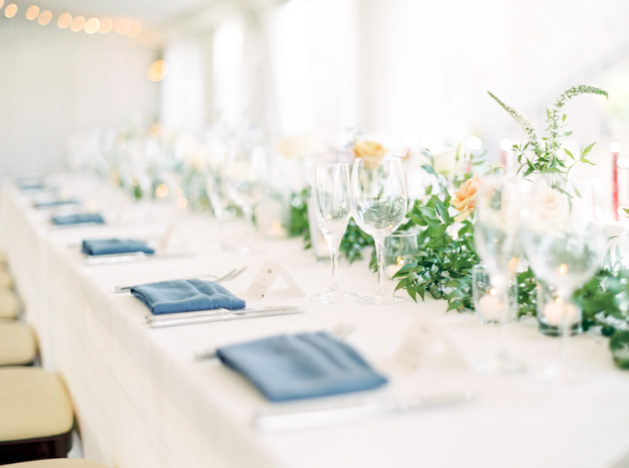 Blue napkin wedding detail | The Santaluz Club | Compass Floral | Wedding Florist in San Diego and Southern California | Cavin Elizabeth Photography
