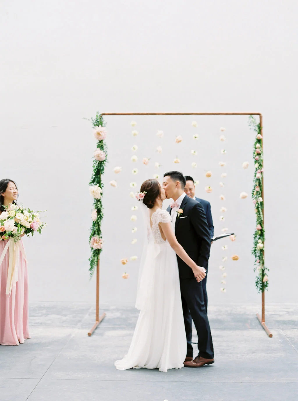 Copper arch for wedding ceremony | The New Children’s Museum | Compass Floral | Wedding Florist in San Diego and Southern California | Meiwen Wang Photography