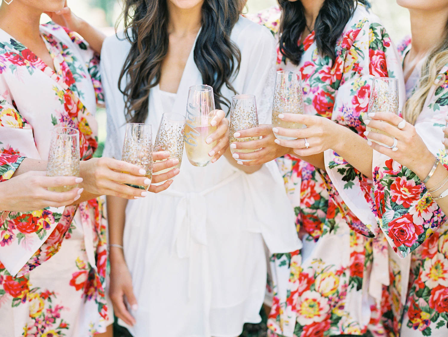 Bride getting ready robes and champagne | Rancho Bernardo Inn | Compass Floral | Wedding Florist in San Diego and Southern California | Dear Lovers Photography