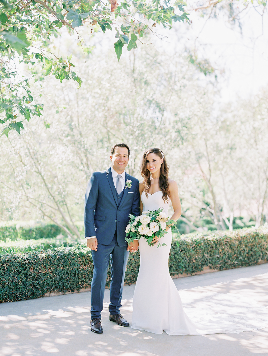 Outdoor garden bride and groom first look | Rancho Bernardo Inn | Compass Floral | Wedding Florist in San Diego and Southern California | Dear Lovers Photography