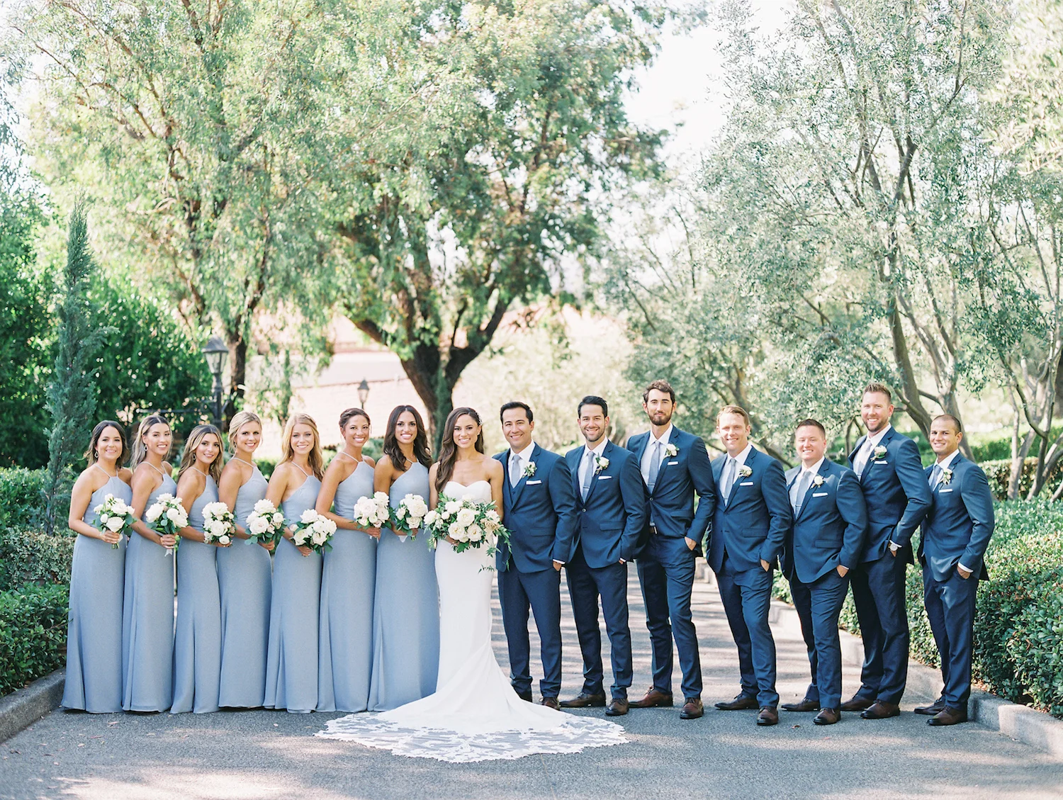 Outdoor garden wedding party photos | Rancho Bernardo Inn | Compass Floral | Wedding Florist in San Diego and Southern California | Dear Lovers Photography