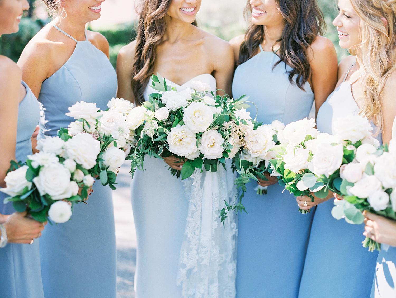 White rose and ranunculus wedding bouquets | Rancho Bernardo Inn | Compass Floral | Wedding Florist in San Diego and Southern California | Dear Lovers Photography