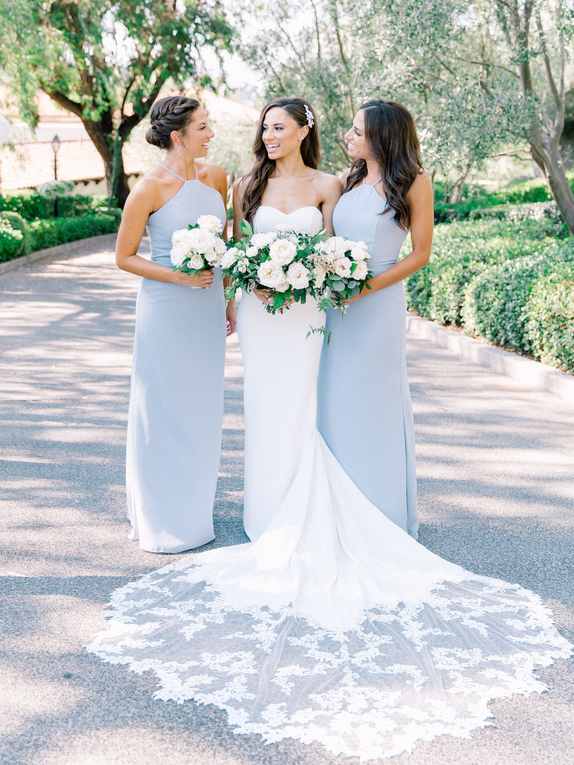 Sister bridesmaids in light blue dress with white flowers | Rancho Bernardo Inn | Compass Floral | Wedding Florist in San Diego and Southern California | Dear Lovers Photography