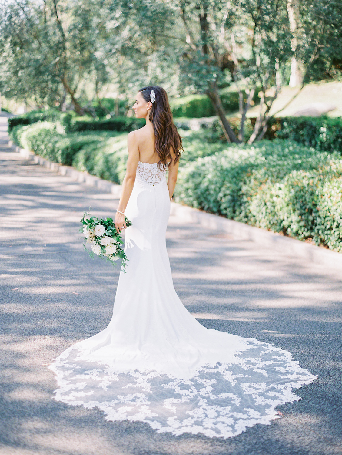 Lace wedding dress train | Rancho Bernardo Inn | Compass Floral | Wedding Florist in San Diego and Southern California | Dear Lovers Photography