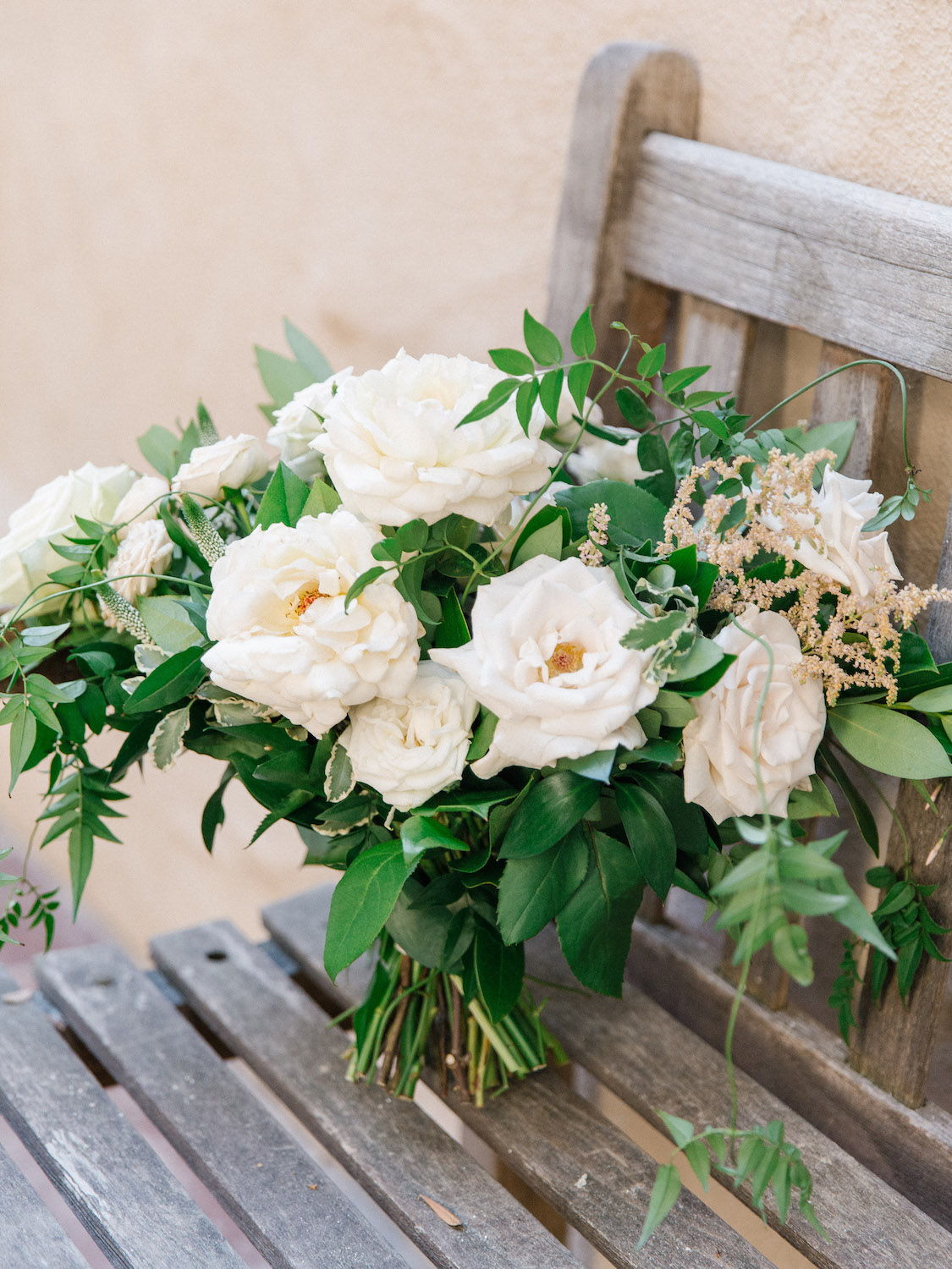 White rose, ranunculus and jasmine bridal bouquet | Rancho Bernardo Inn | Compass Floral | Wedding Florist in San Diego and Southern California | Dear Lovers Photography