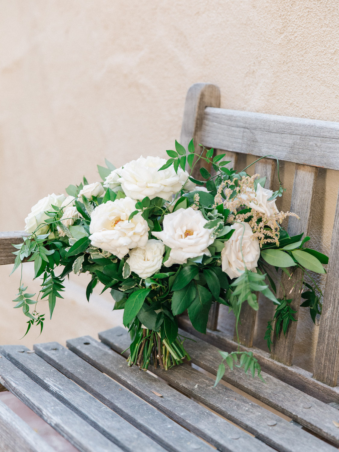 White rose, ranunculus and jasmine bridal bouquet | Rancho Bernardo Inn | Compass Floral | Wedding Florist in San Diego and Southern California | Dear Lovers Photography