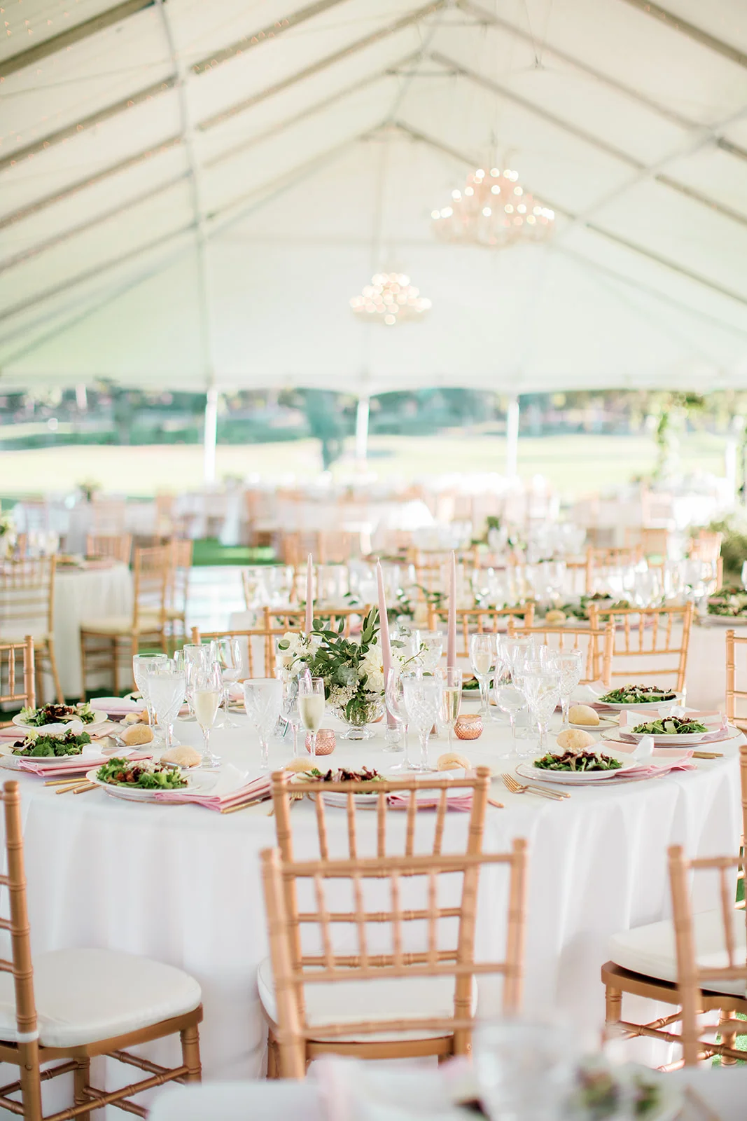Tented wedding reception | Rancho Santa Fe Golf Club | Compass Floral | Wedding Florist in San Diego and Southern California | Rachael McCall Photography