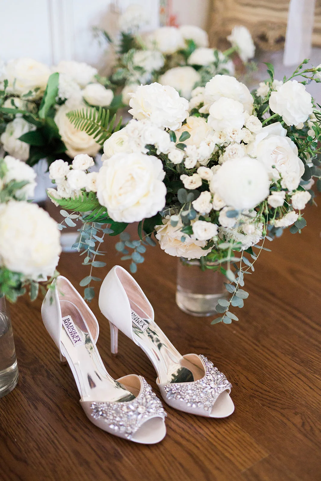 Bride style, Badgley Mischka shoes and white bouquets | Darlington House, La Jolla | Compass Floral | Wedding Florist in San Diego and Southern California | My Sun and Stars Co. Photography