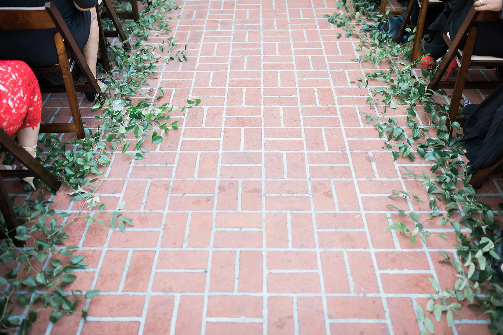 Wedding ceremony greenery down aisle | Darlington House, La Jolla | Compass Floral | Wedding Florist in San Diego and Southern California | My Sun and Stars Co. Photography