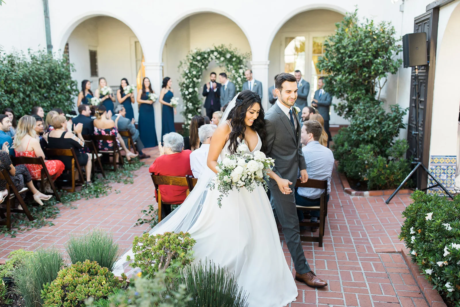 Just married wedding ceremony photos | Darlington House, La Jolla | Compass Floral | Wedding Florist in San Diego and Southern California | My Sun and Stars Co. Photography