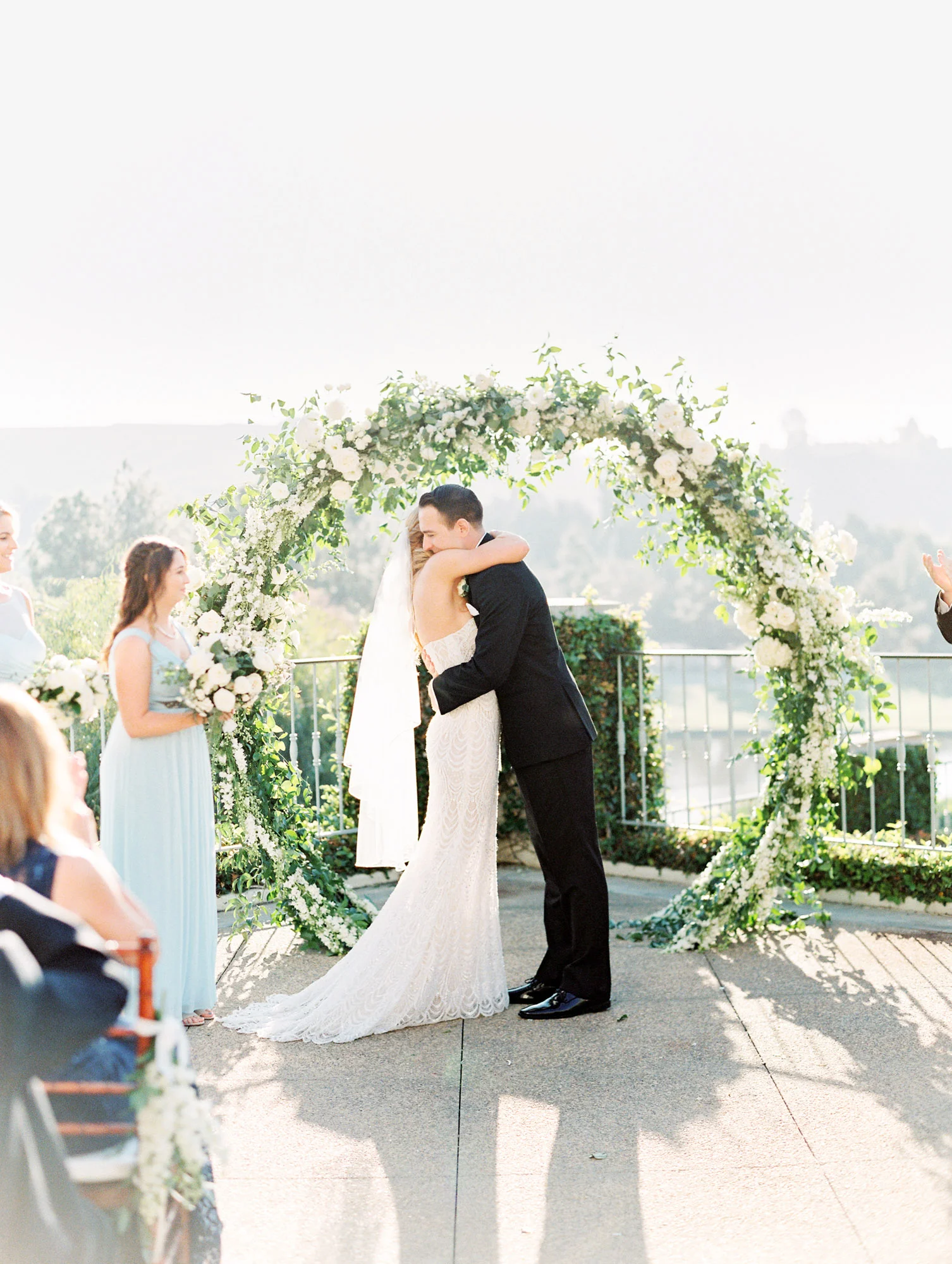 Outdoor San Diego Wedding Ceremony with circle arch | Del Mar Country Club | Compass Floral | Wedding Florist in San Diego and Southern California | Cavin Elizabeth Photography
