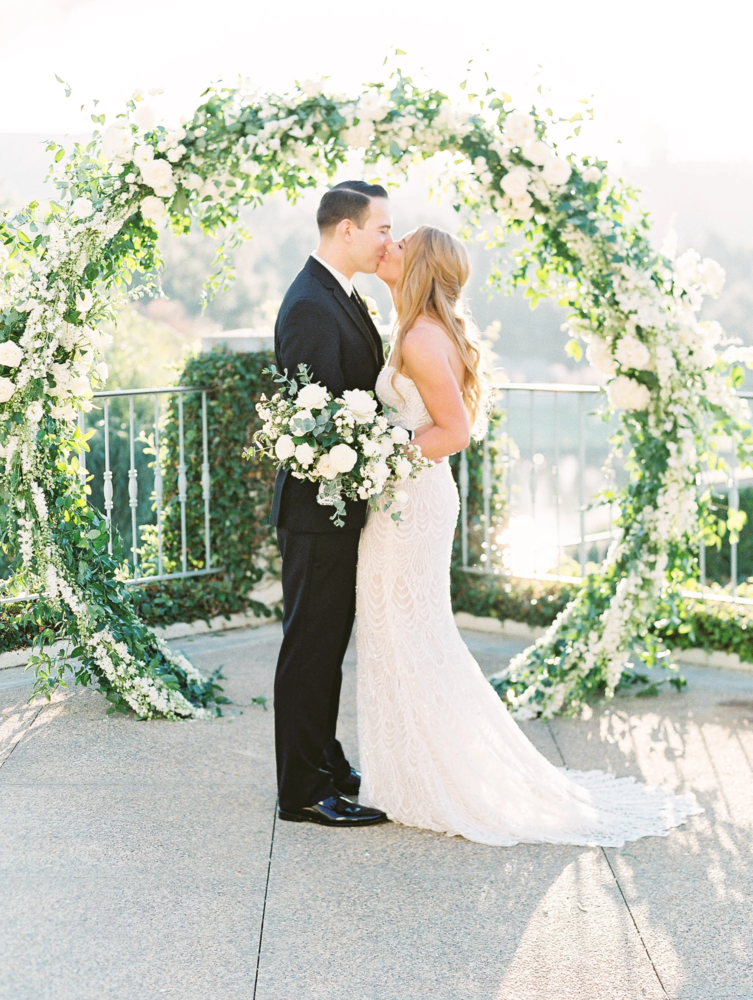 Outdoor San Diego Wedding Ceremony with circle arch | Del Mar Country Club | Compass Floral | Wedding Florist in San Diego and Southern California | Cavin Elizabeth Photography