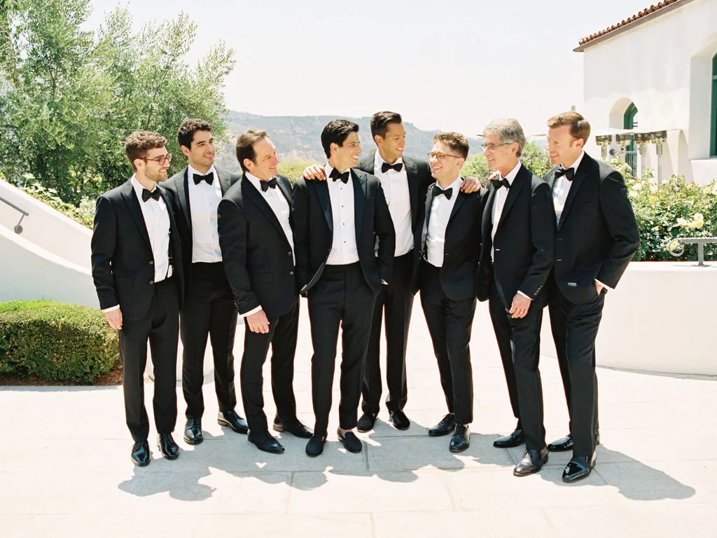 Groomsmen portrait, black tie wedding | Ojai Valley Inn | Compass Floral | Wedding Florist in San Diego and Southern California | Ryan Ray Photography