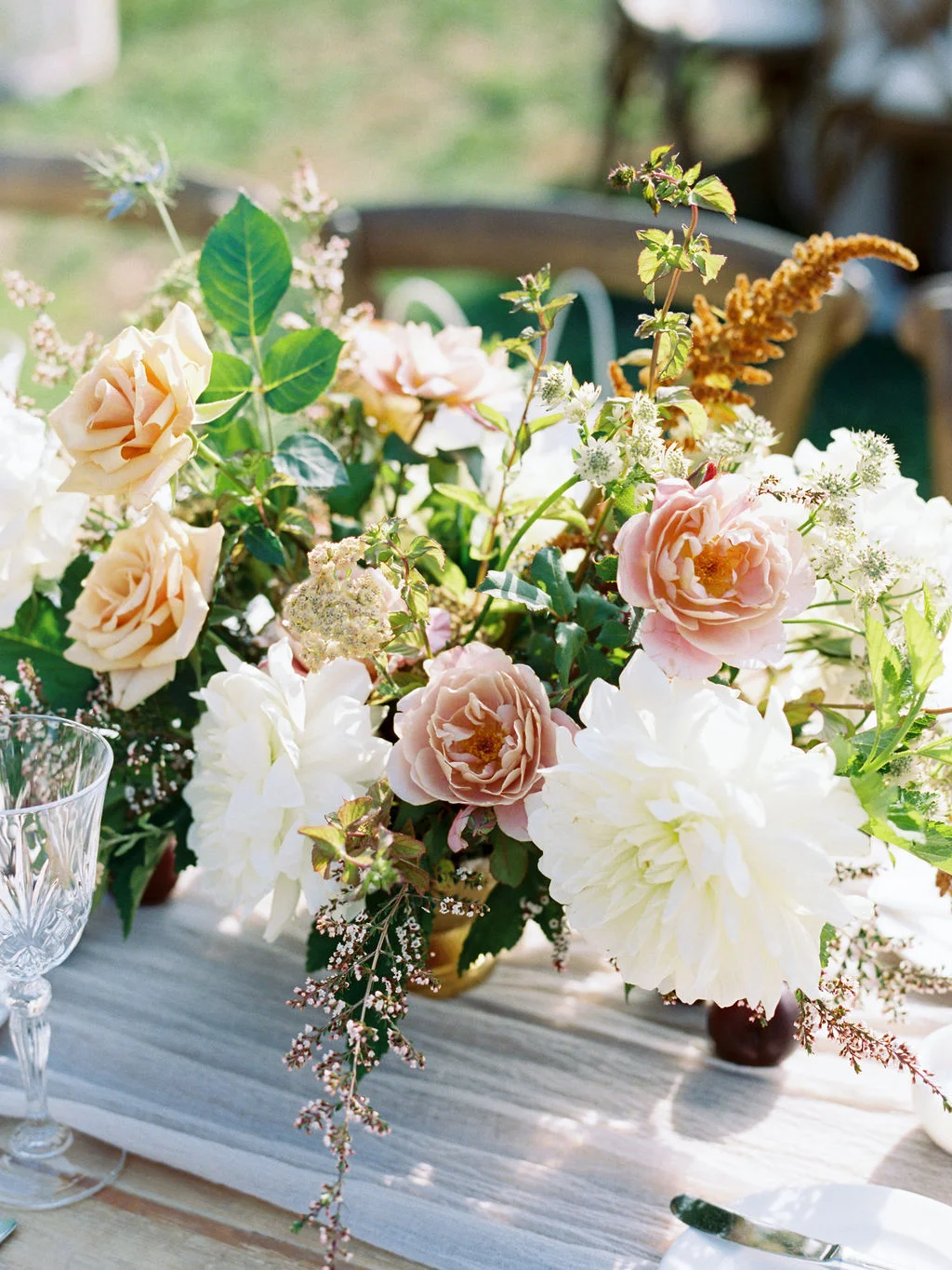 Garden romantic wedding centerpiece | Ojai Valley Inn | Compass Floral | Wedding Florist in San Diego and Southern California | Ryan Ray Photography
