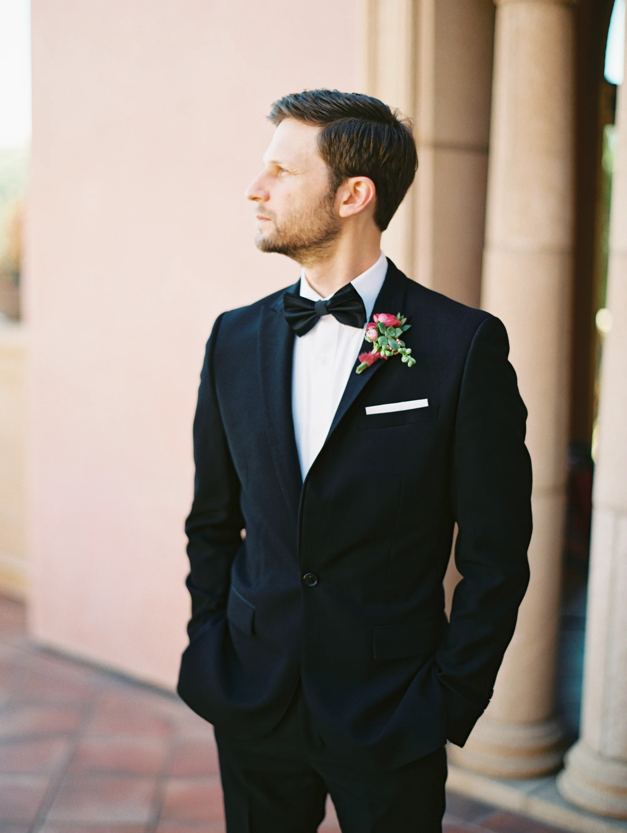 Black tie groom with bowtie | Fairmont Grand Del Mar | Compass Floral | Wedding Florist in San Diego and Southern California | Tenth and Grace Photography