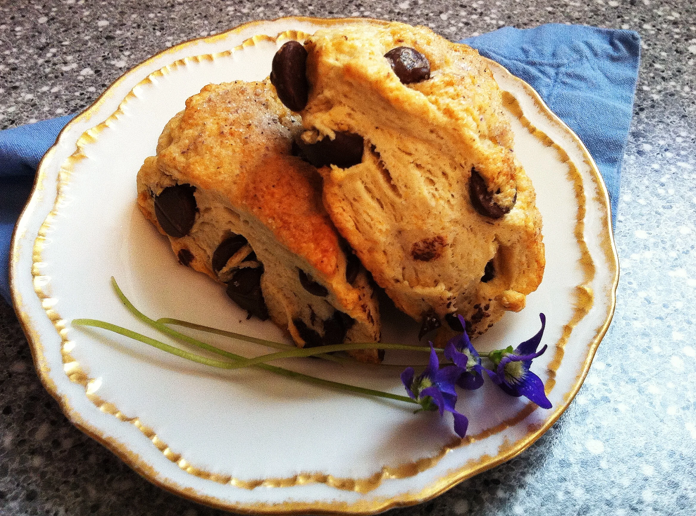 That's the finished, faded violet sugar on the scones. It still tasted sweet.