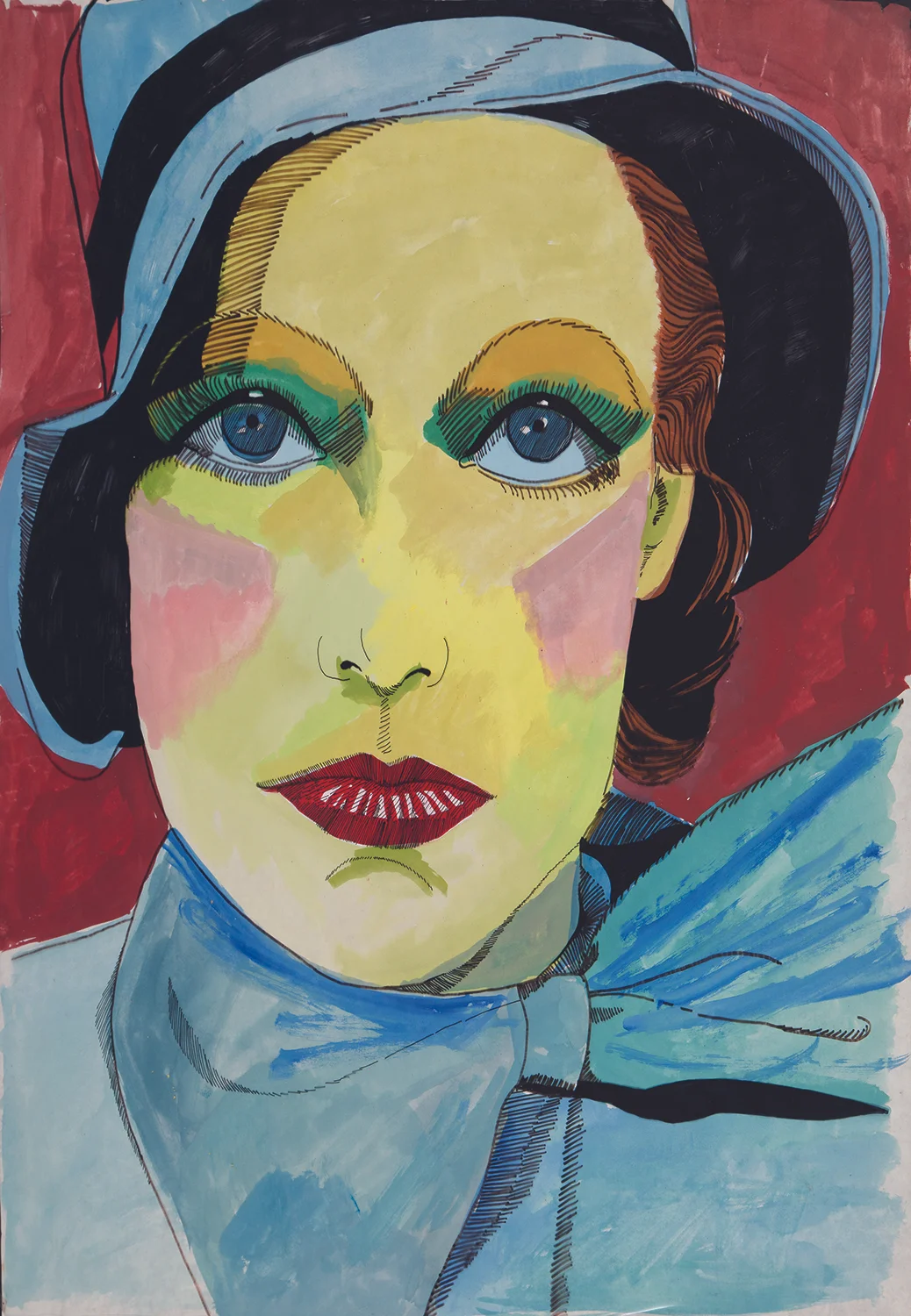 Joan, acrylic & ink