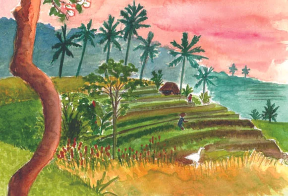 Idanna's View, watercolor