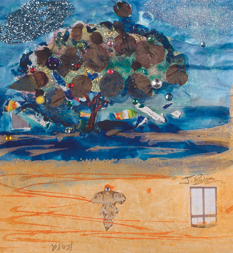 Majestic Tree, mixed media collage