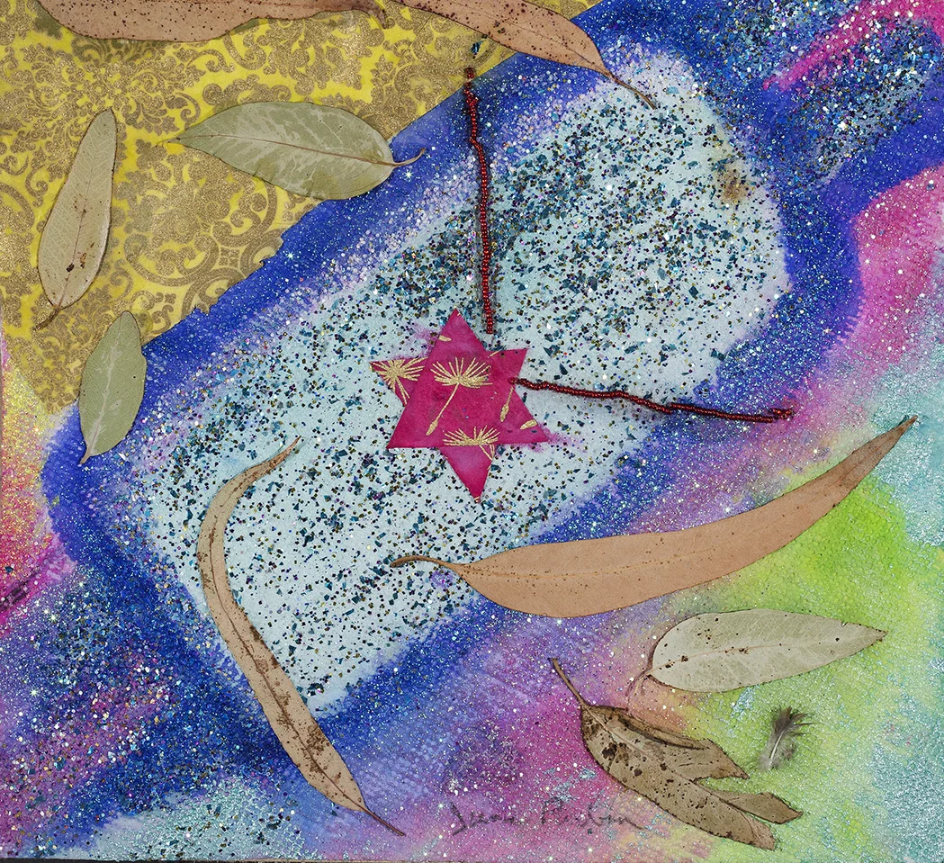 Glitter Torah, mixed media