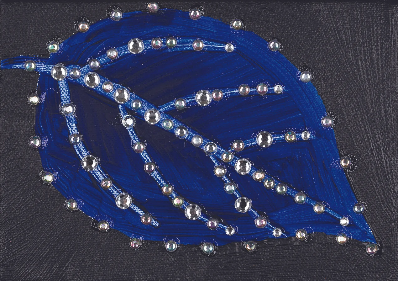 Diamond Leaf 1, Acrylic and gems