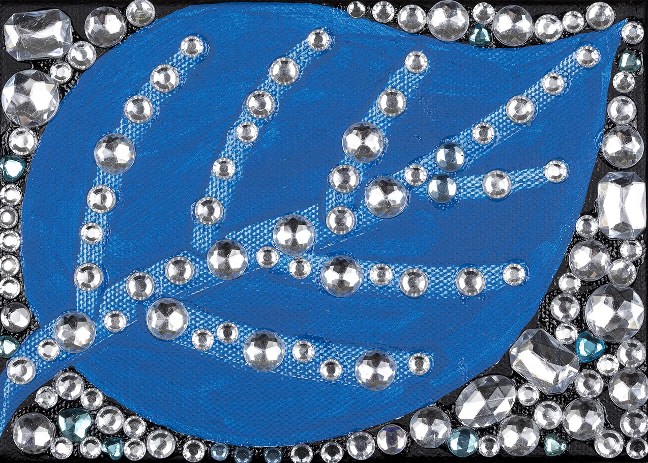 Diamond Leaf 6, Acrylic and gems