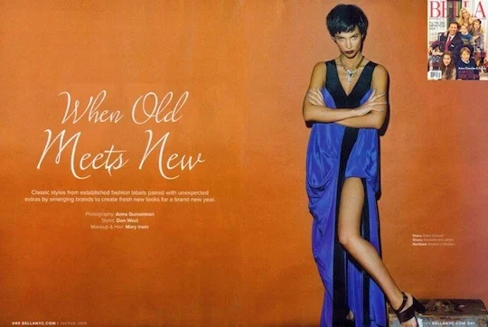 Katrin Schnabl Collection featured in the "When Old Meets New" editorial for the January/February Issue of Bella NYC Magazine
