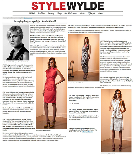  Emerging designer spotlight: Katrin Schnabl on&nbsp; www.StyleWylde.com  
