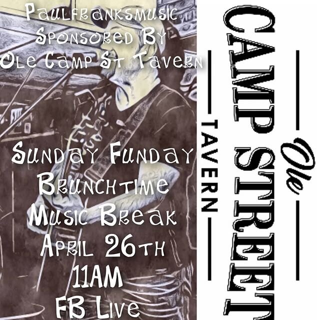 Join me for our Sunday Funday Brunchtime Music Break This Sunday April 26th 11 AM on FB Live Paulfranksmusic . Send me your requests before tomorrow