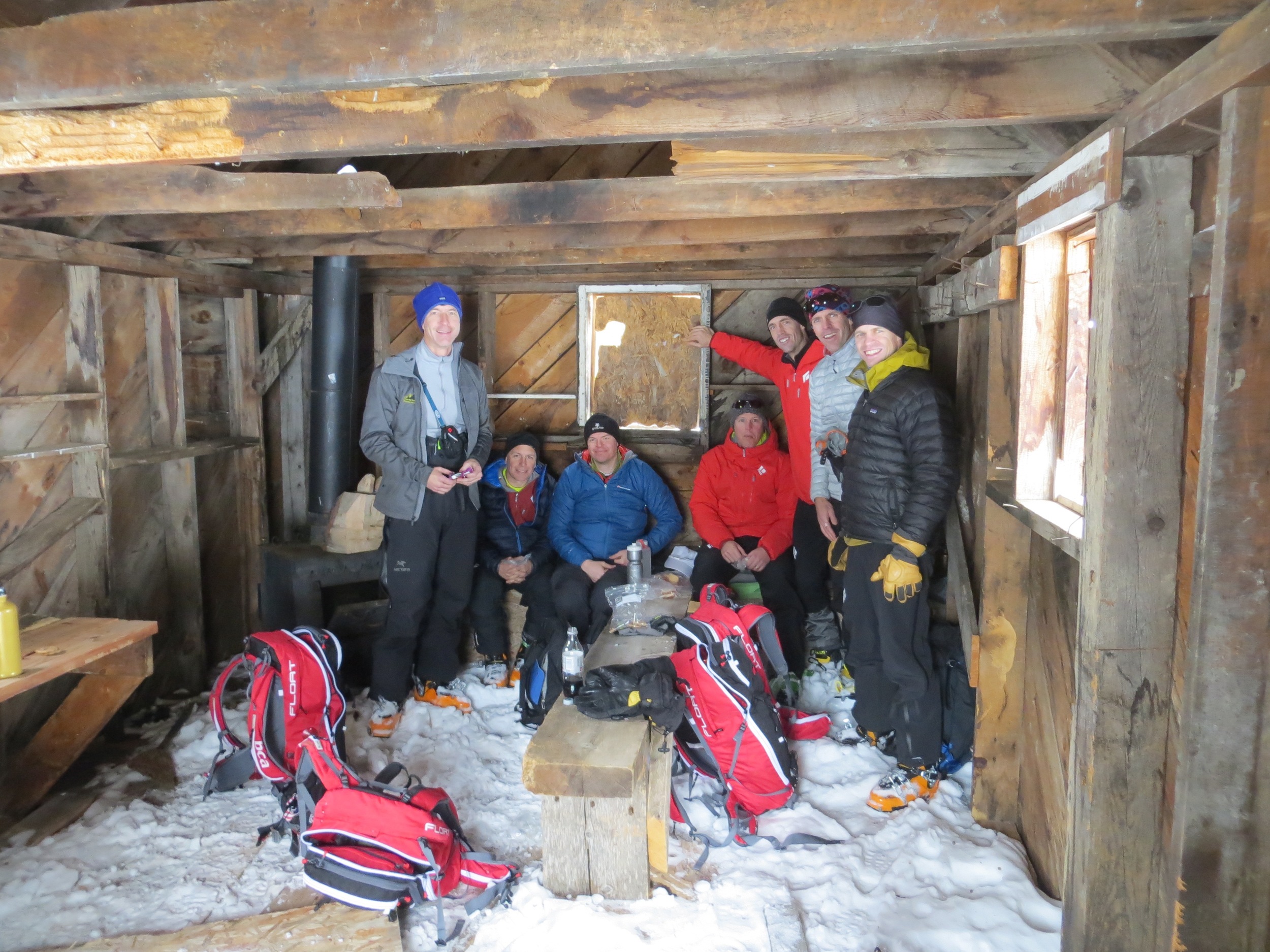 Friends that ski together, have an awesome time! Escaping the elements and having lunch at the Bear Ski Cabin 