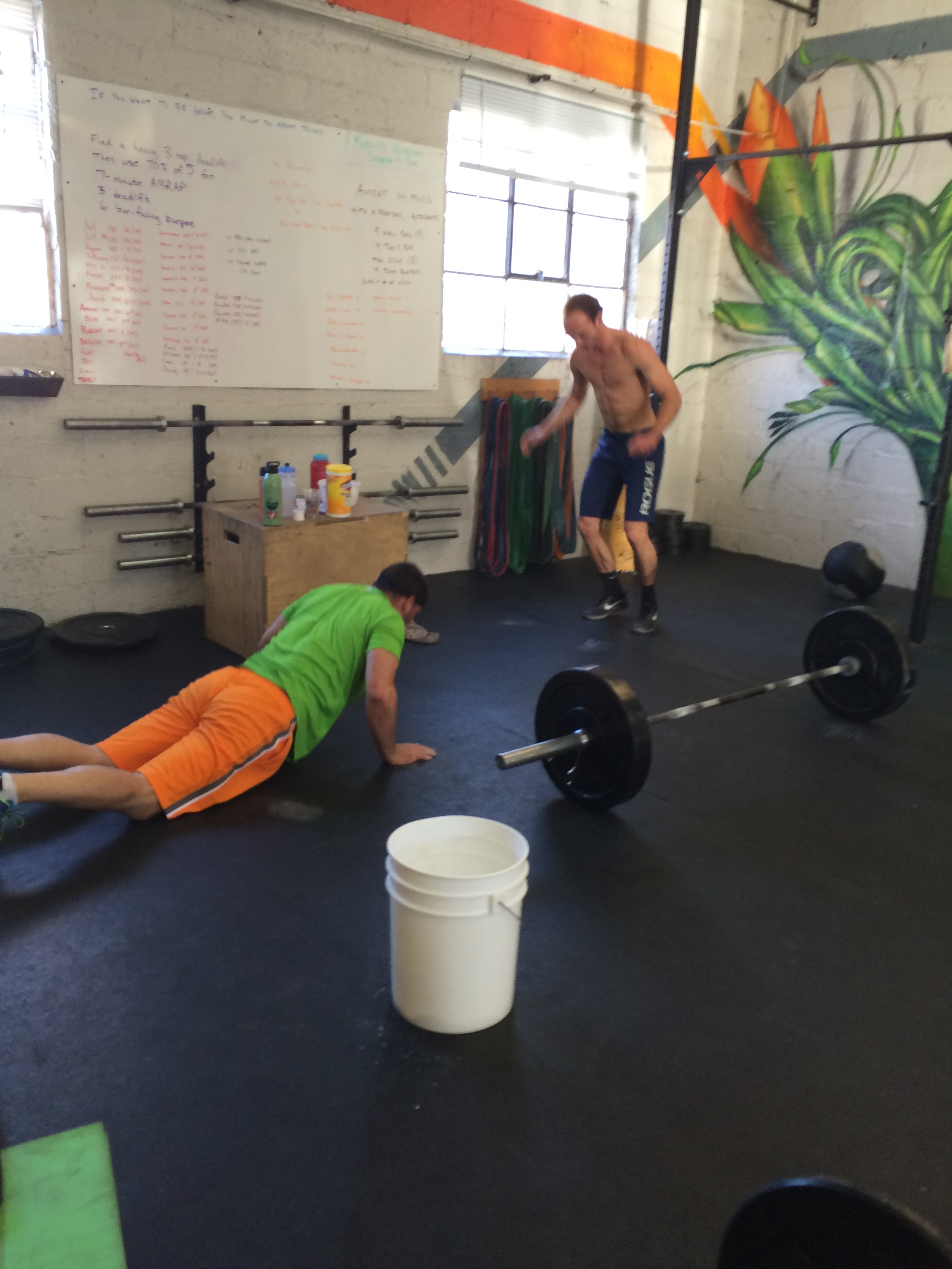 Taylor and John throwing down on Friday's Partner WOD.