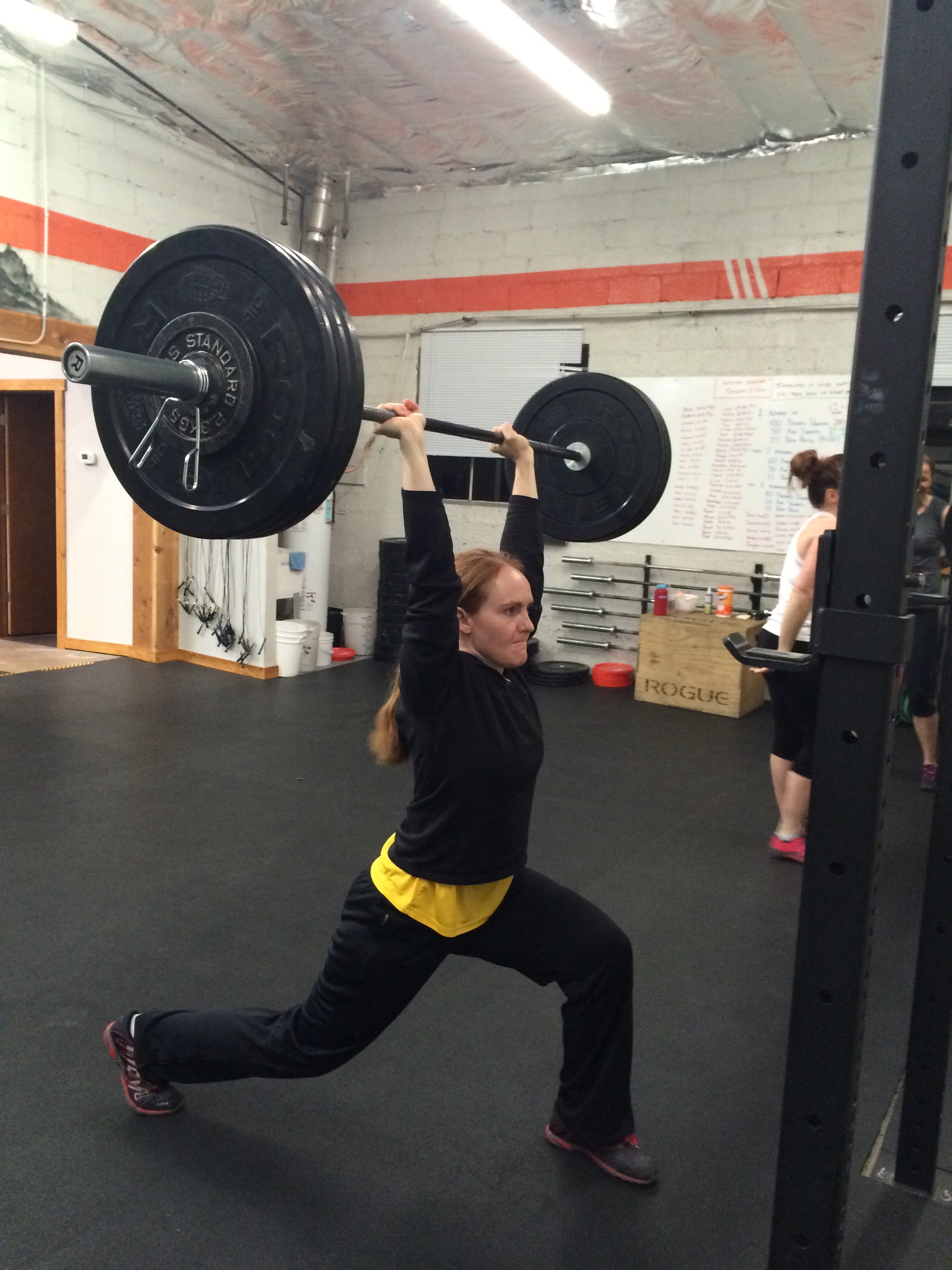 Bonnie put up some serious split jerks yesterday morning.
