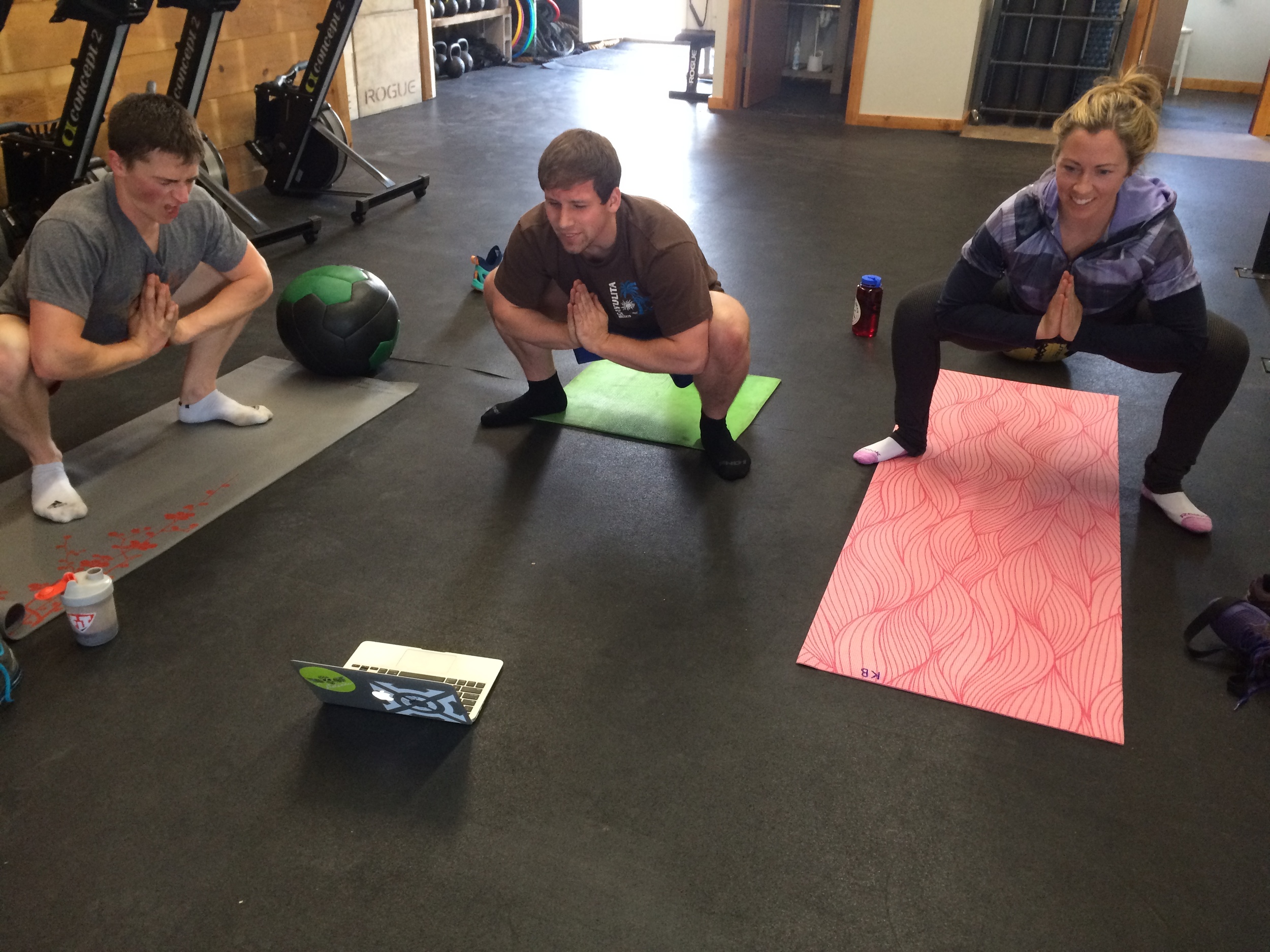 Dustin (the pain face), Max (calling for help) and Karen (devilishly grinning) were trying out some fresh stuff for Mobility Clinic this morning. Come try it for yourself on Saturday.