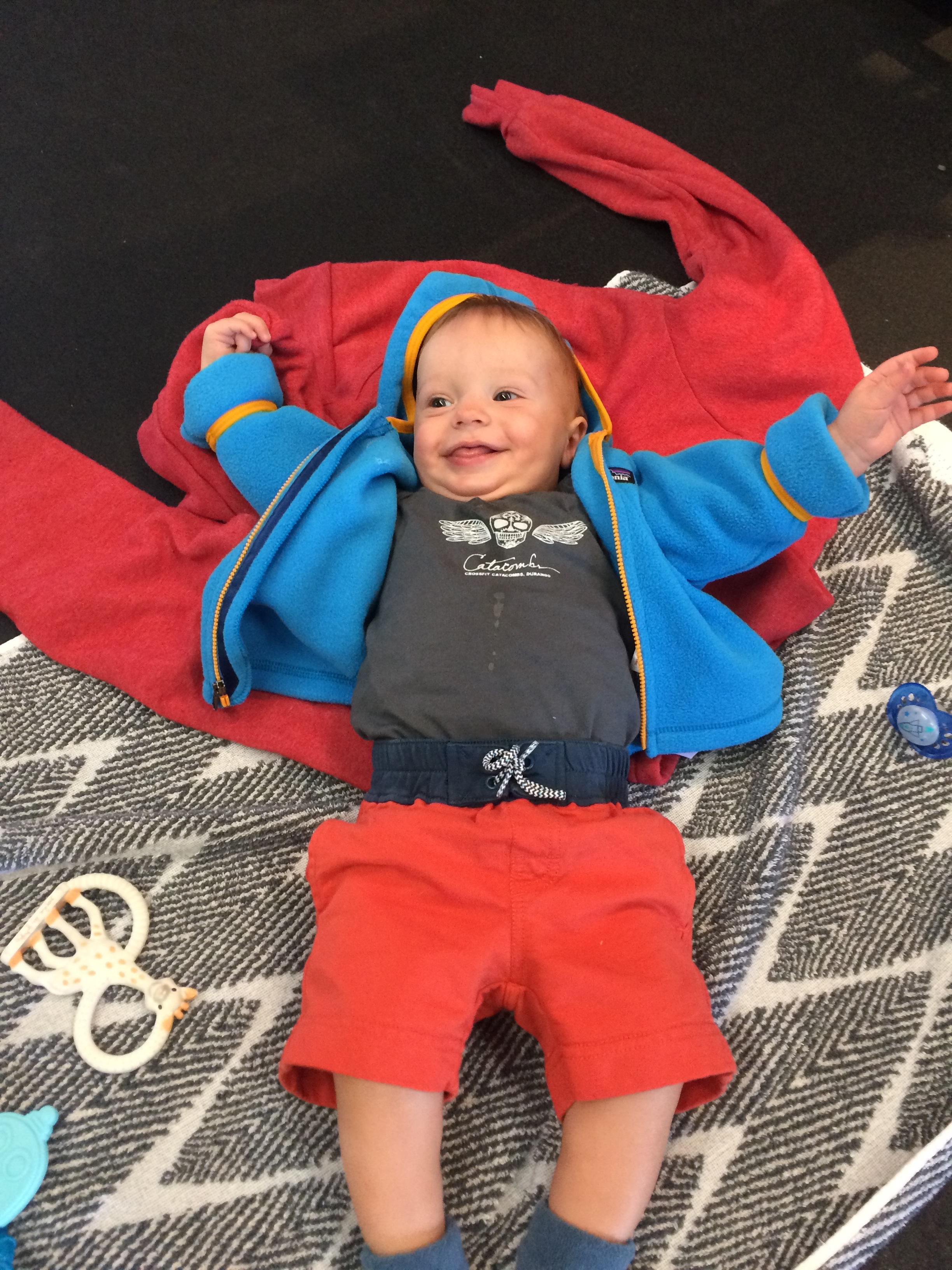 Shout out to Jennifer Floyd and Cartwheel Clothing for the Catacombs Onesie. Kudos to Baby George for repping it well!
