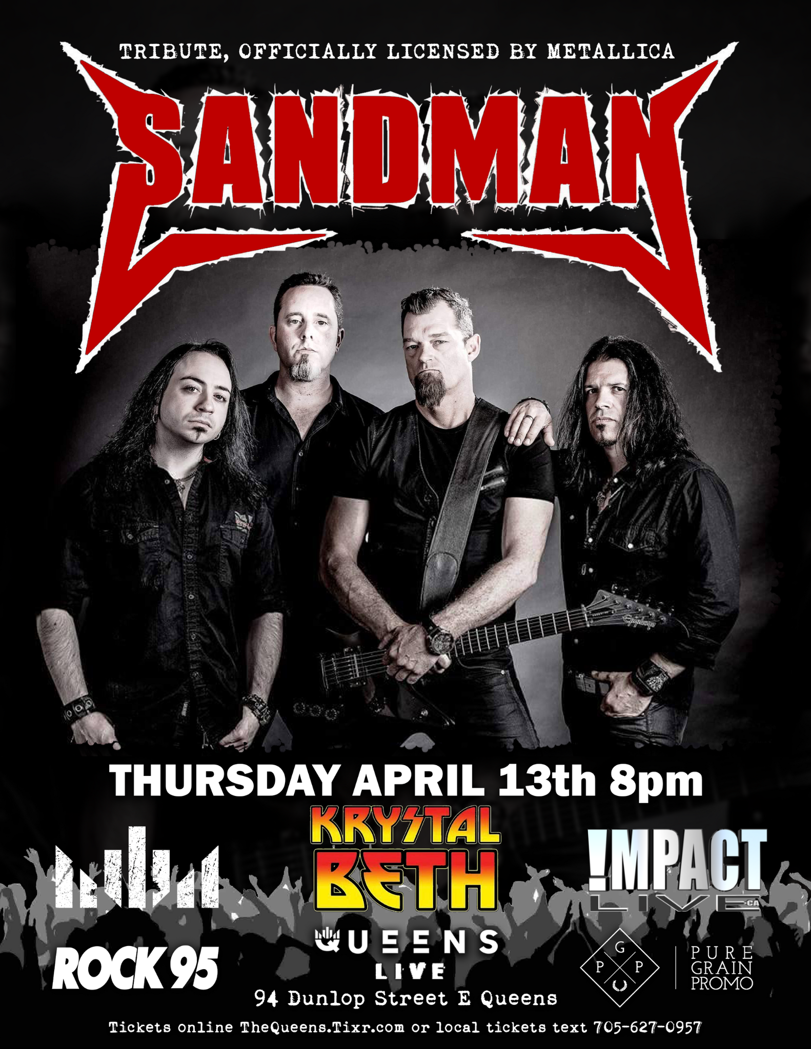 SANDMAN- OFFICIAL METALLICA TRIBUTE BAND w/ KRYSTAL BETH - KISS COVER