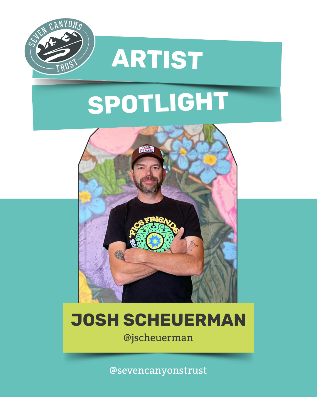  Meet Josh Scheuerman one of the six local artists behind Folsom Trail: Hidden Waters!   Josh is a multifaceted creative-painter, graphic designer, and photographer-whose work champions community and environmental activism. Since 1999, he's been carv