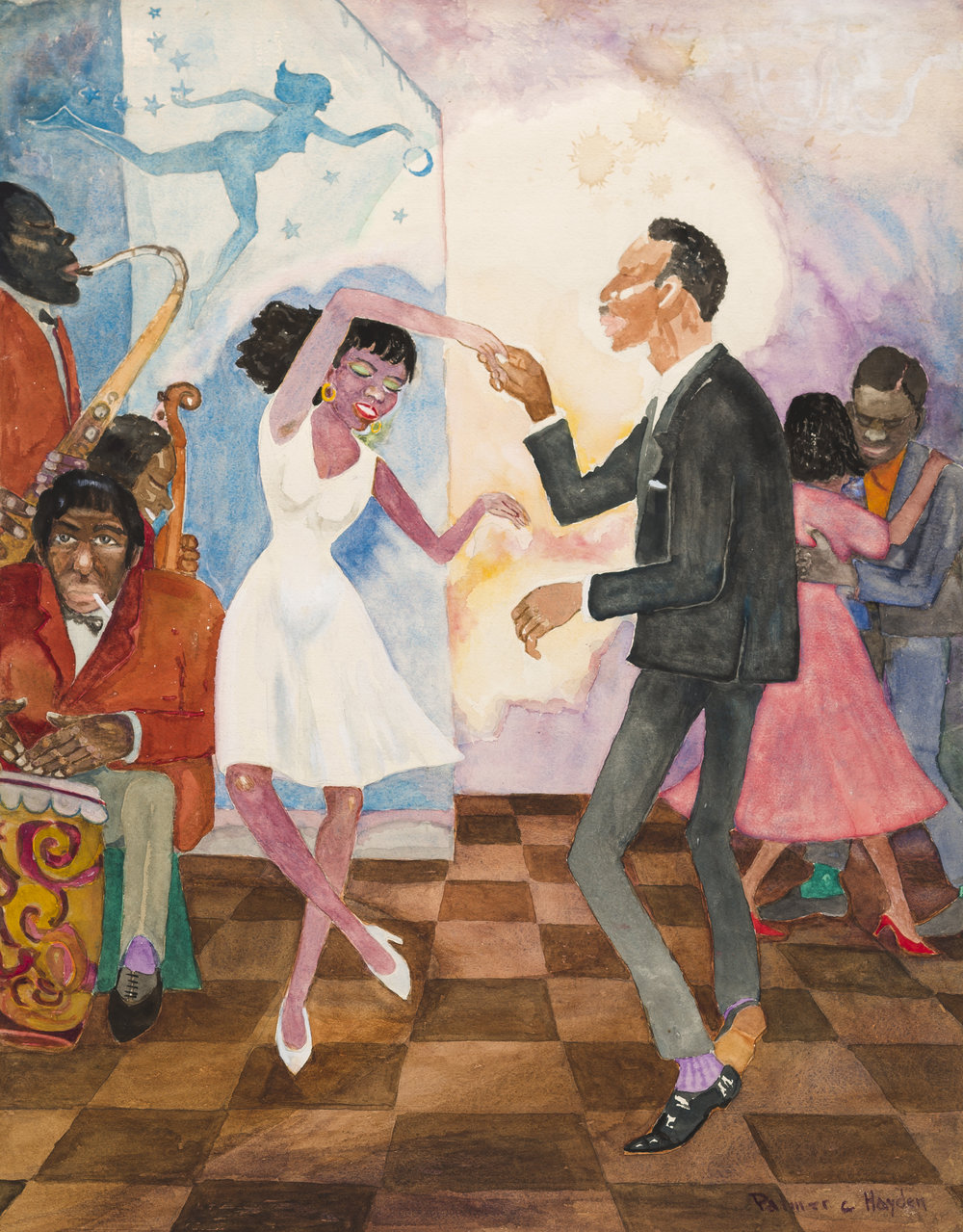 "Untitled (Dancers)," Palmer C. Hayden, Watercolor and paper, 1927. From the Permanent Collection of the Arts & Science Center for Southeast Arkansas.