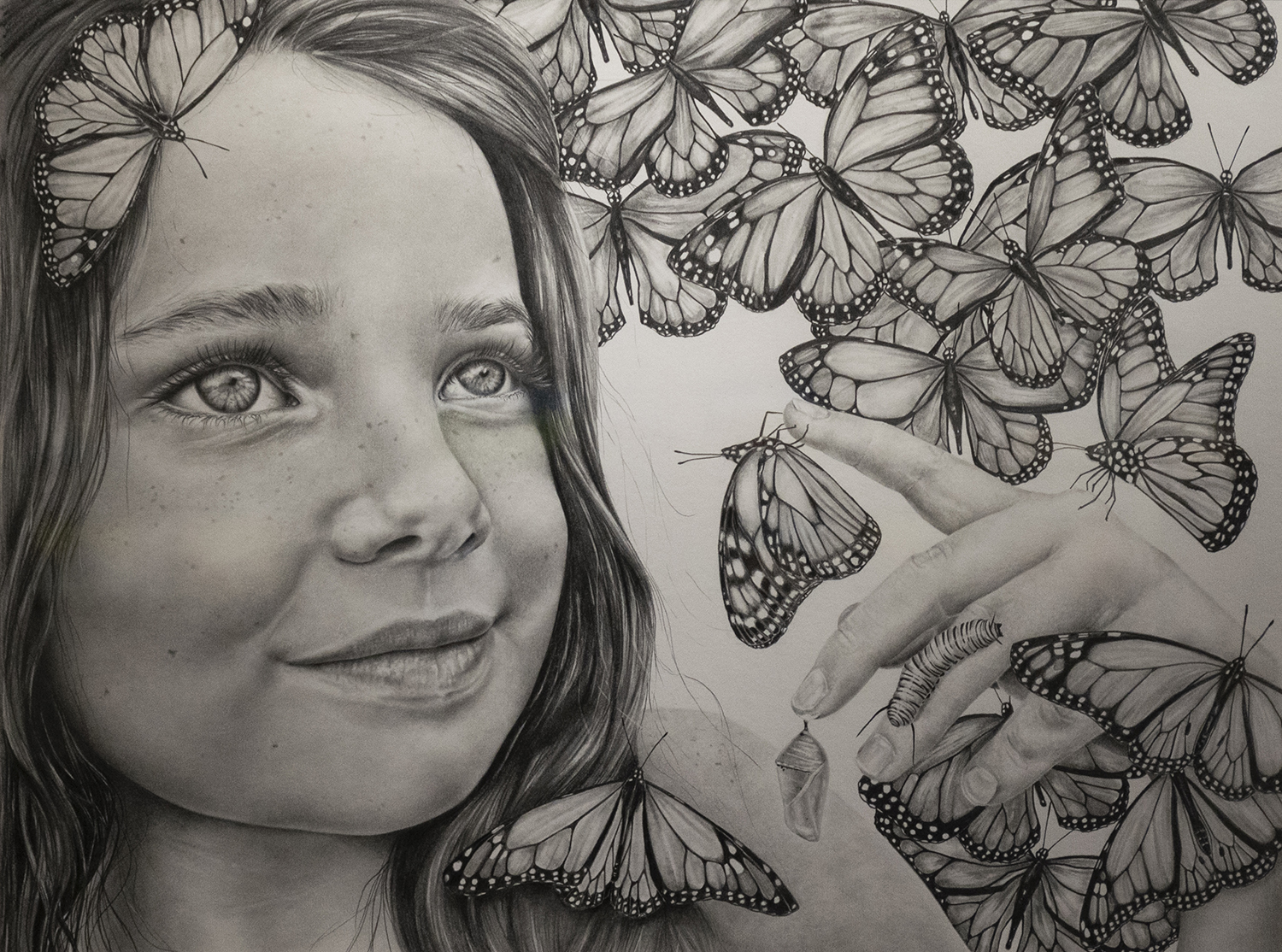  Crystal Jennings,  Chrysalis,  graphite. 2019 Honorable Mention. 