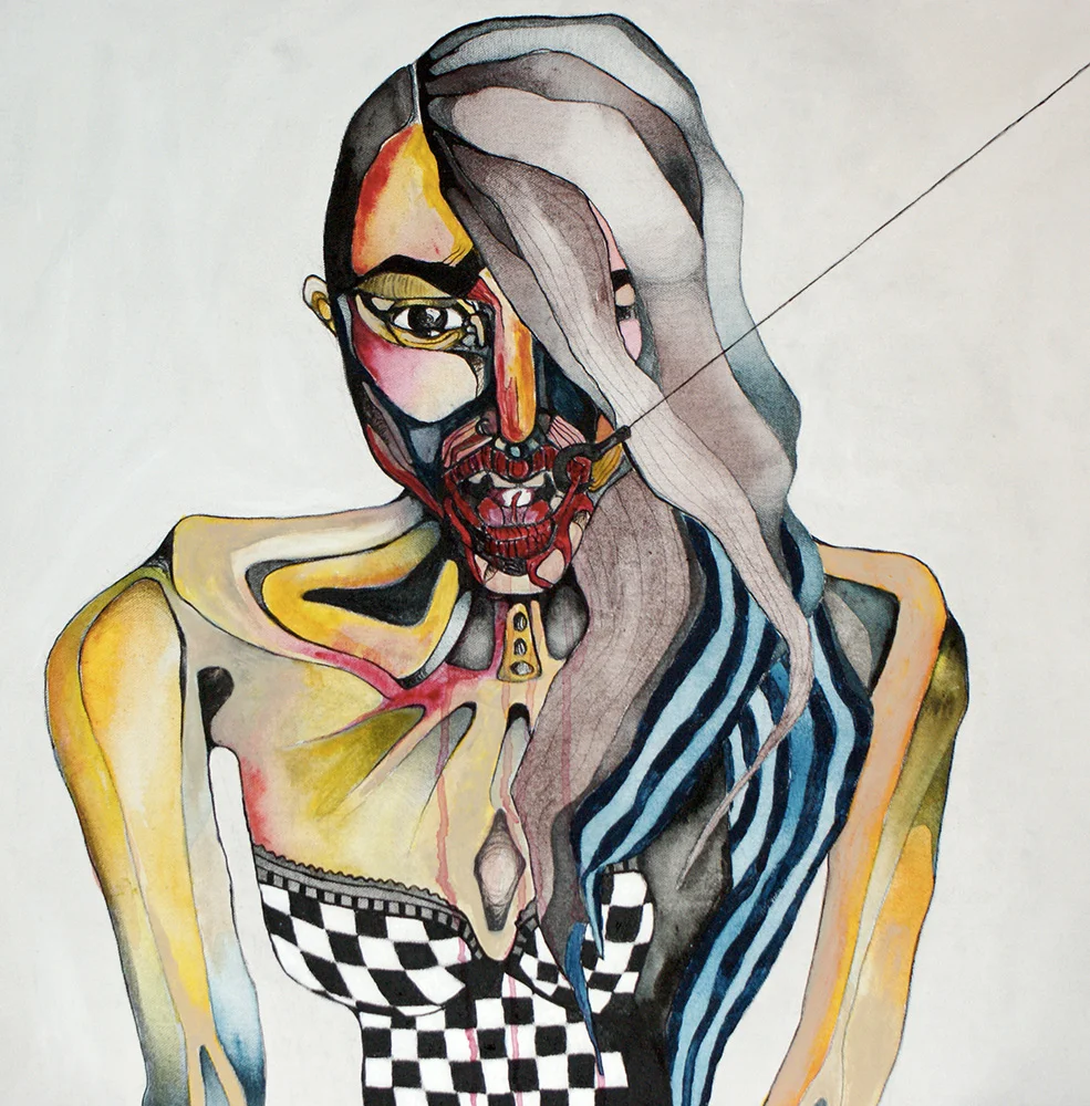 Hooked on it (E5) acrylic on canvas board 60cm x 60cm (2013)