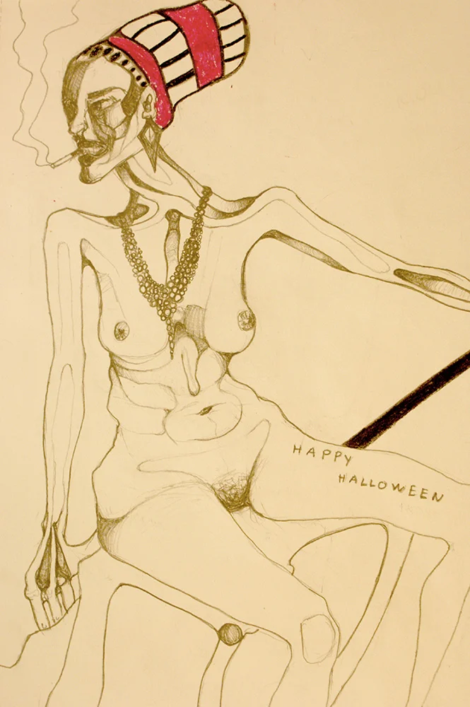 fag hag (2013) graphite and oil pastels on A4 cartridge paper