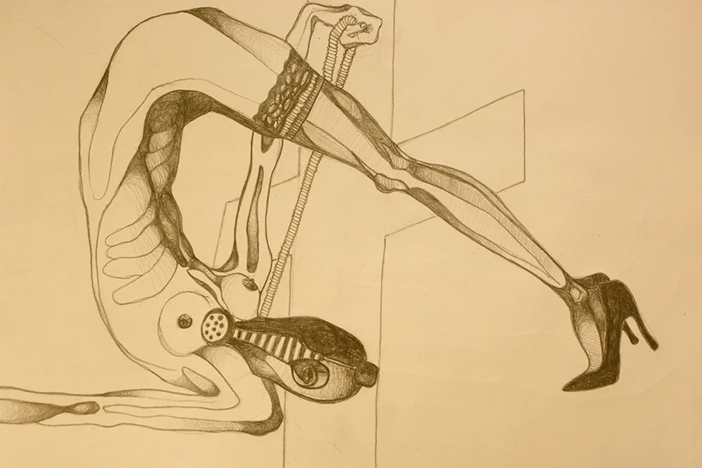 Gas mask girl (2013) graphite on A4 cartridge paper