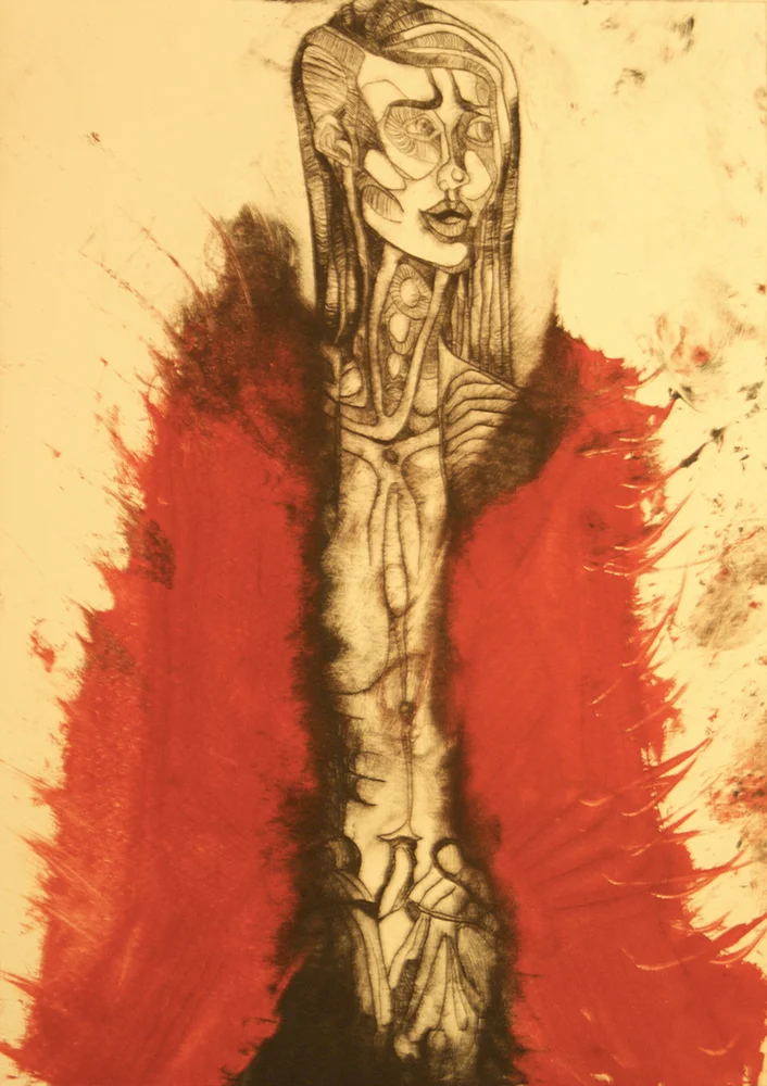 One side shaved IV (2014) Drypoint print on Somerset Cream 250gsm paper; etching ink (A/P)
