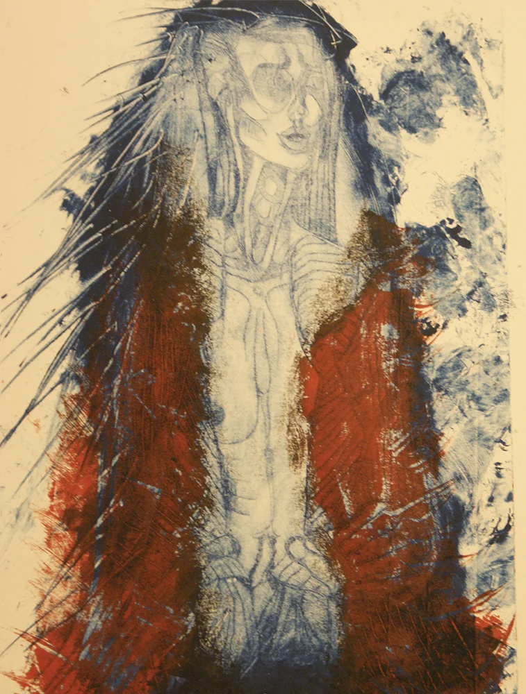 One side shaved V (2014) Drypoint print on archive paper; etching ink (A/P)