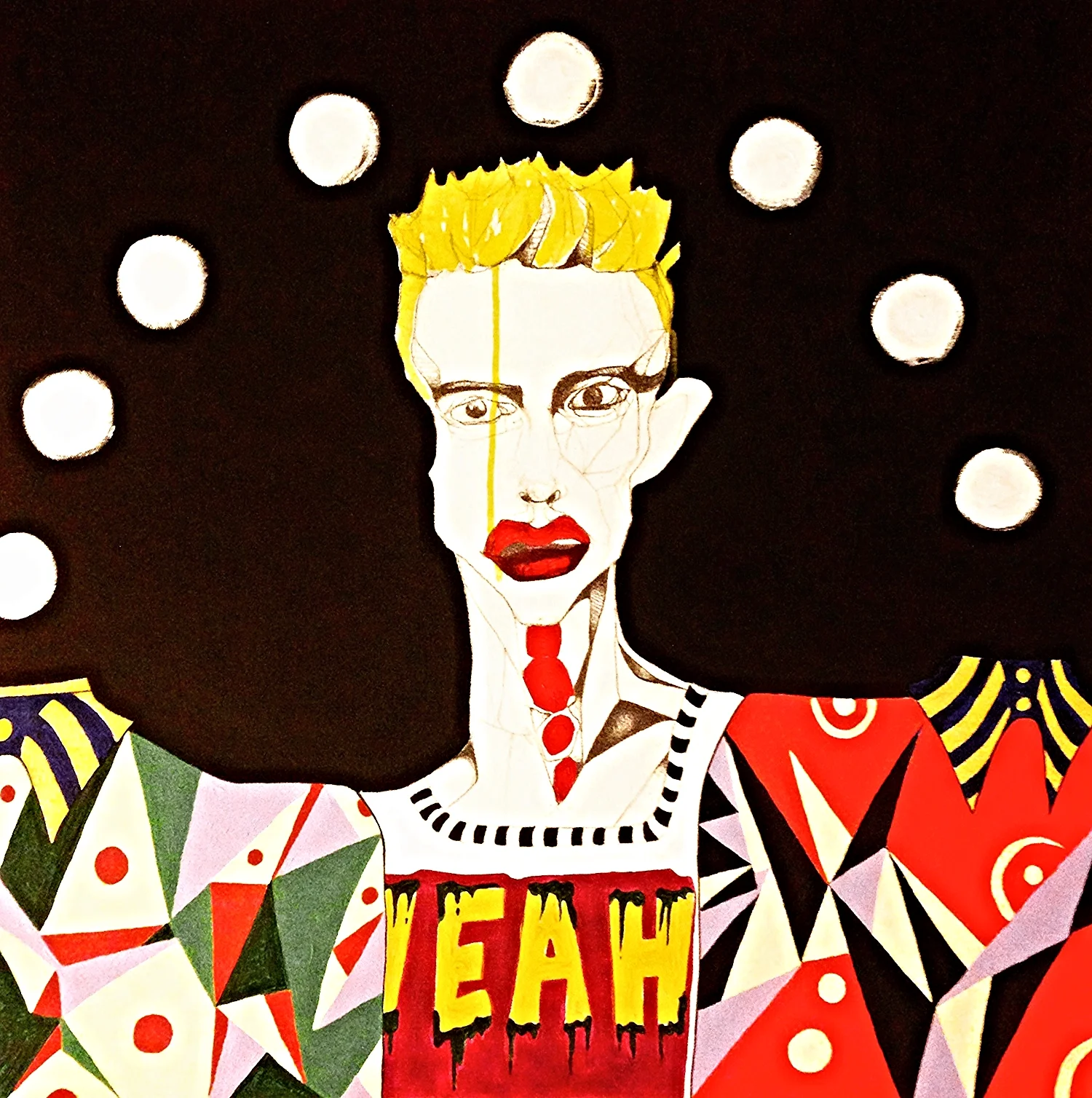 She's high. She's beautiful. Acrylic and graphite on canvas board 60cmx60cm (2015)